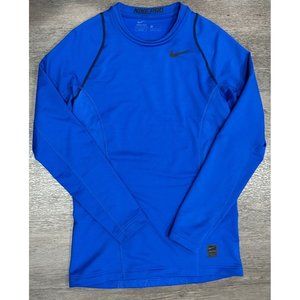 NIKE PRO Men's HYPERWARM Blue Long Sleeved Pullover Athletic Shirt Size S Fitted